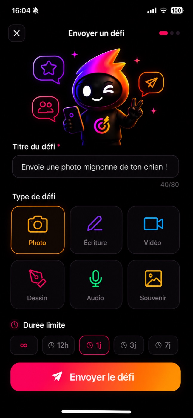 Envoyer un défi à un ami